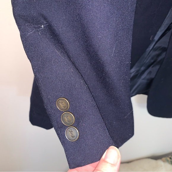 Yves Saint Laurent Vintage Blue Wool Sport Coat with Notched Lapels - Picture 10 of 14